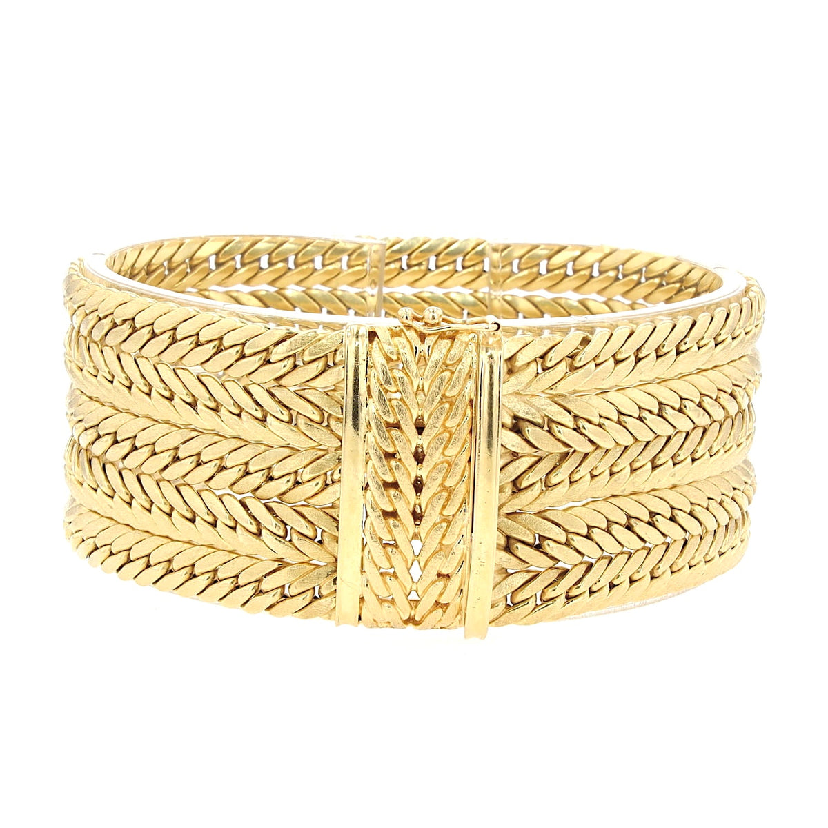 UNOAERRE Vintage - mehrreihiges Kettengliederarmband aus 750er Gelbgold, geschlossen liegend frontal