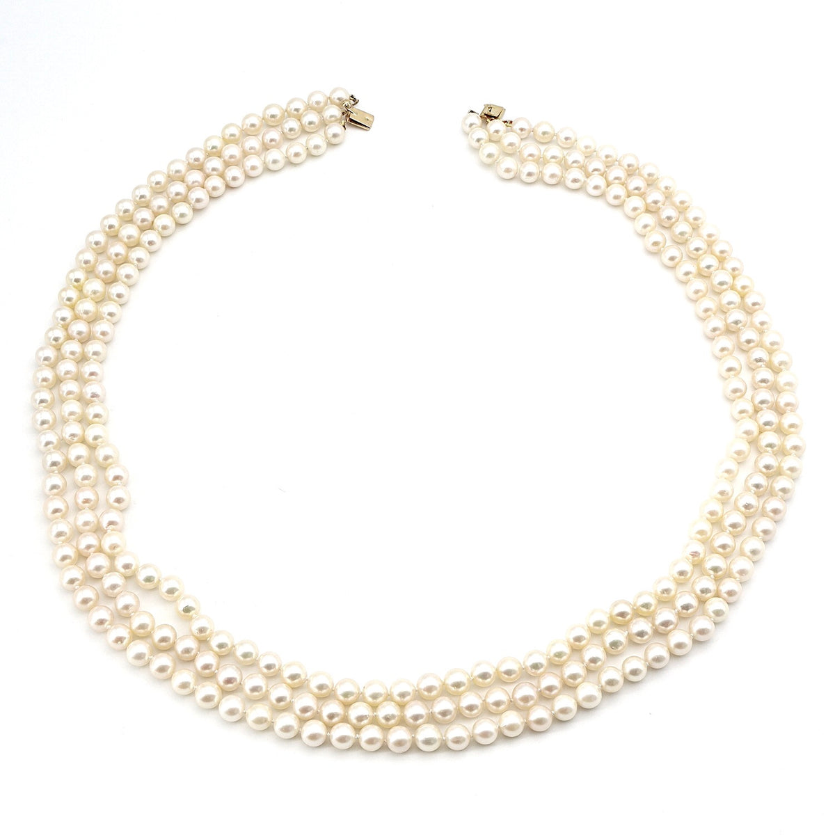 Großes Zuchtperlencollier mit einem Goldschloss, Frankreich um 1800 mit Diamanten, liegend Draufsicht 2