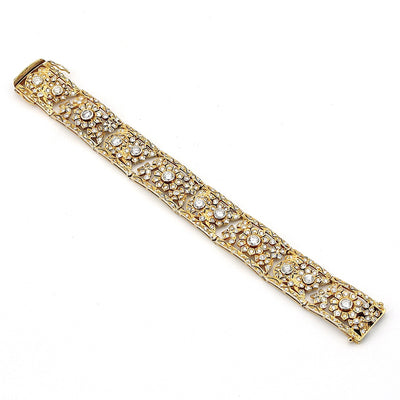 Armband in 585er Gelbgold mit insgesamt ca. 6,2 ct  Brillanten und Diamanten, liegend Draufsicht