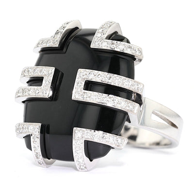 Cartier Ring Le Baiser du Dragon in 750er Weißgold mit einem Jadeit und Brillanten, liegend links gedreht
