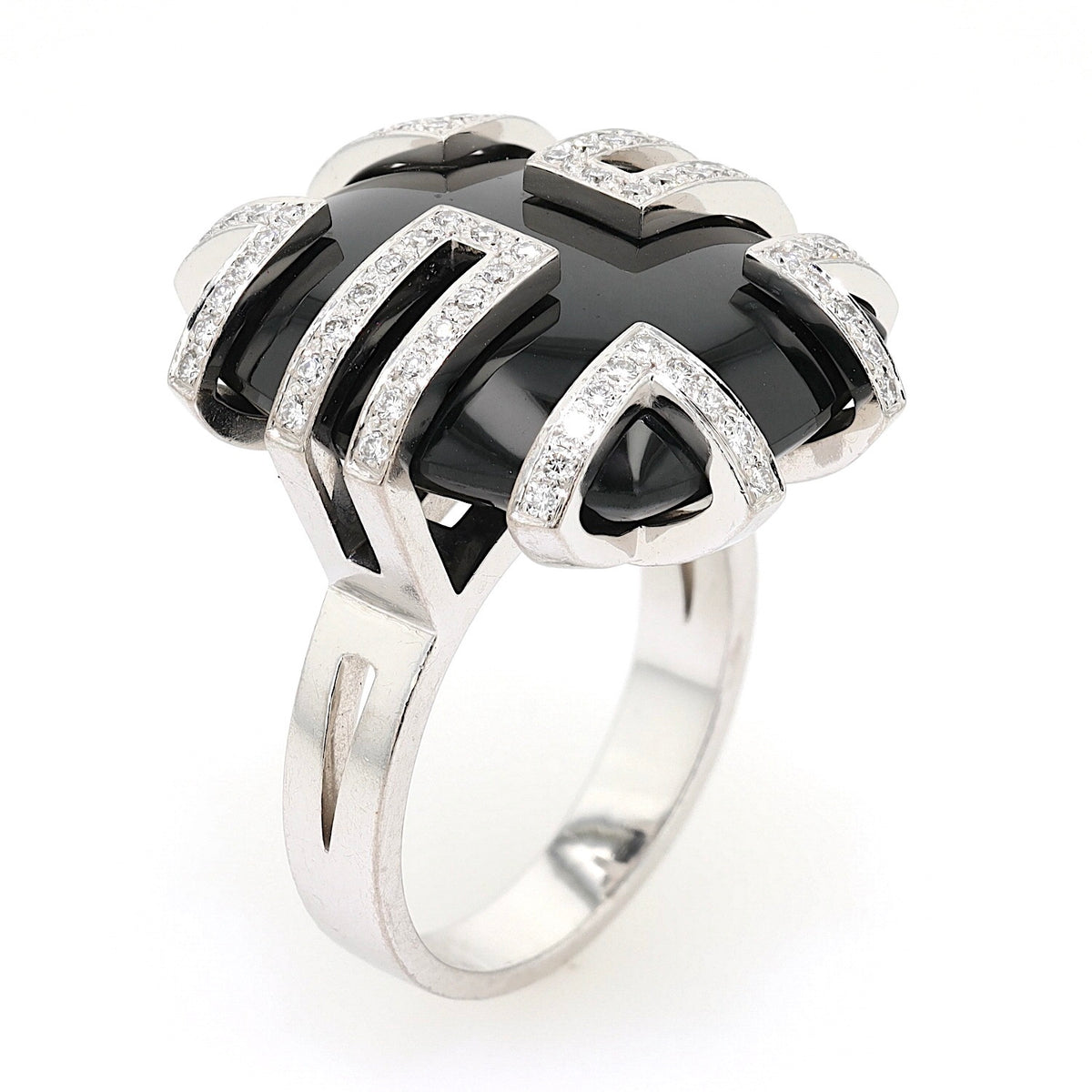 Cartier Ring Le Baiser du Dragon in 750er Weißgold mit einem Jadeit und Brillanten, stehend