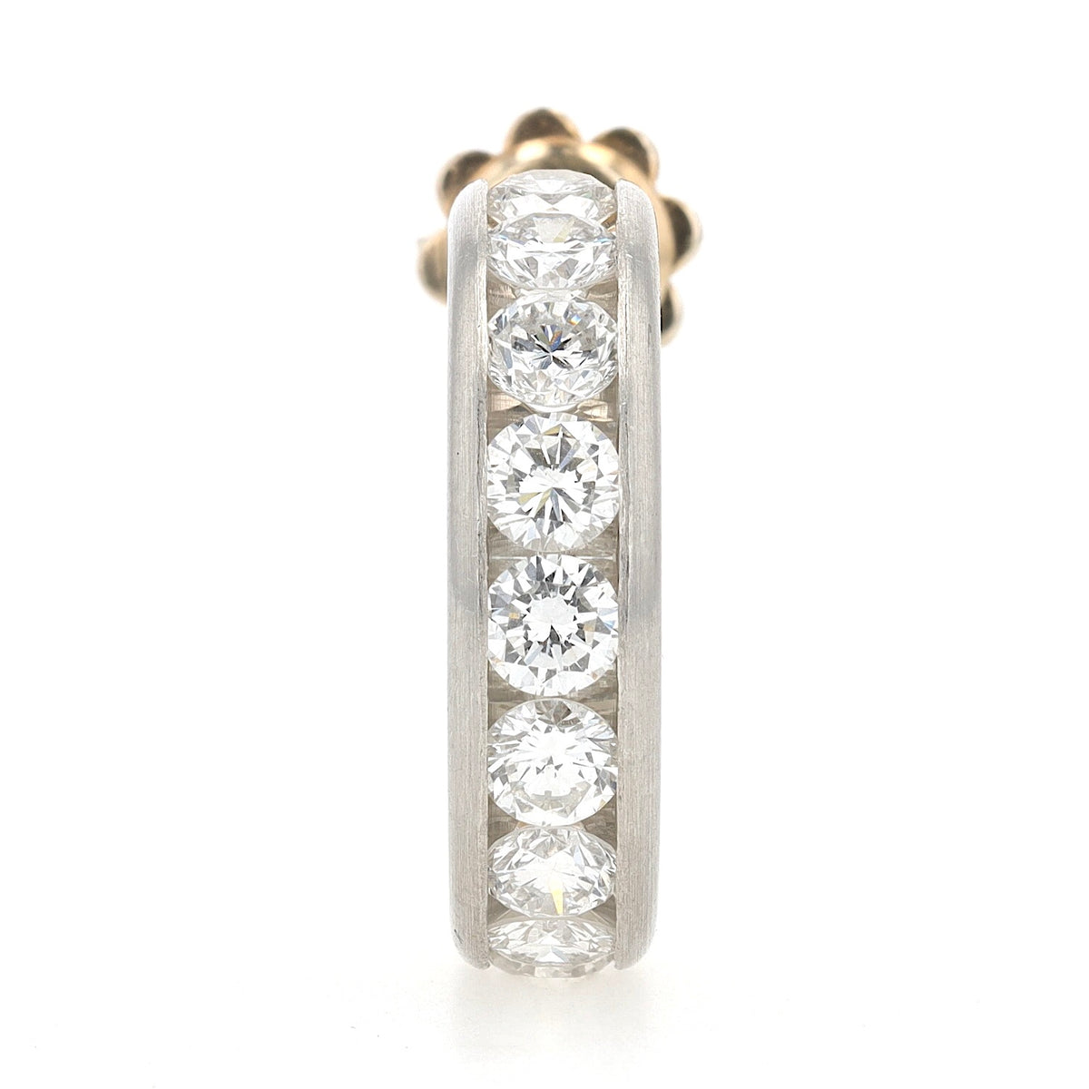 1 Paar Vintage Kreolen aus 950er Platin mit gesamt ca. 3,3 ct Brillanten, stehend frontal
