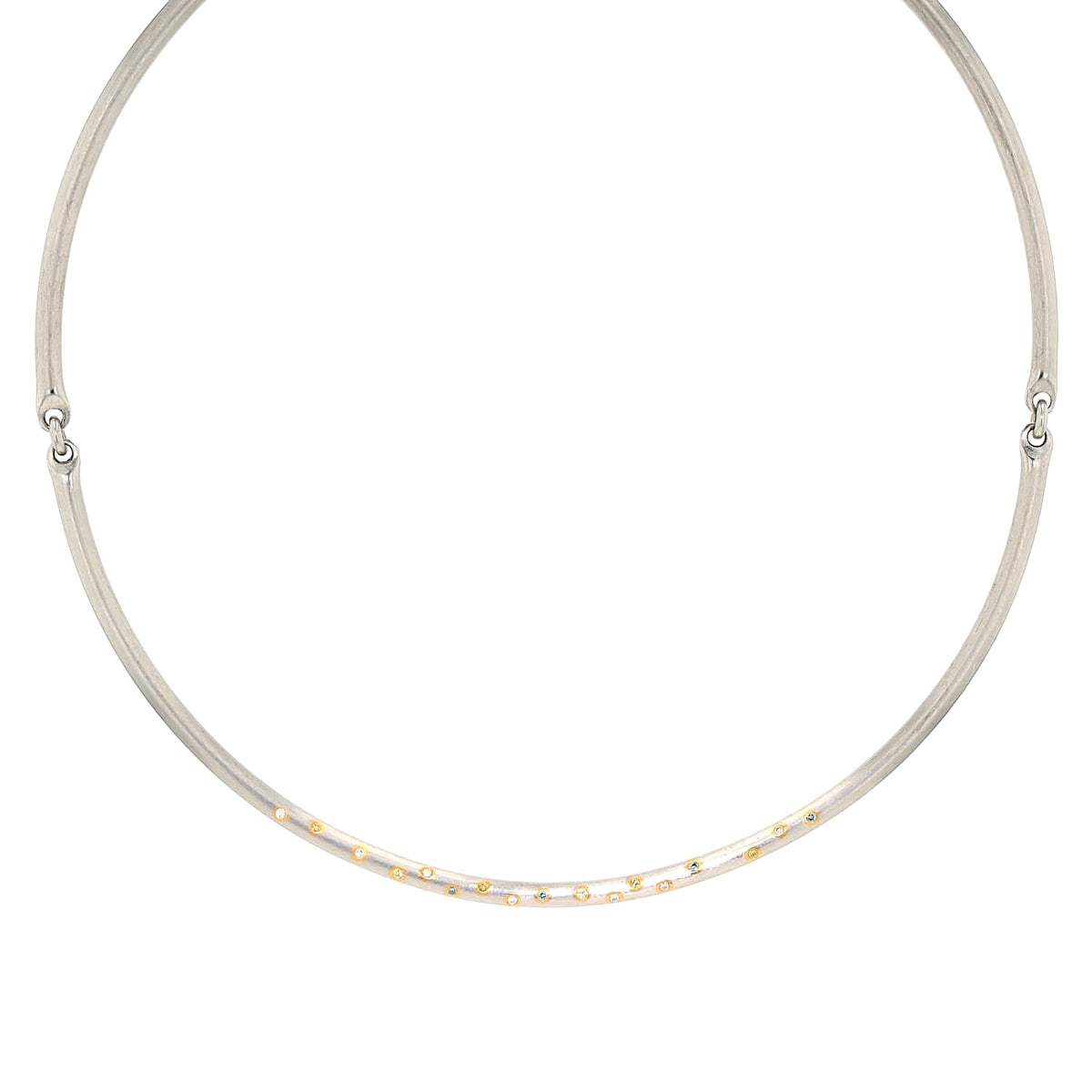 Henrich & Denzel Collier in 950er Paltin mit weißen und farbigen Diamanten, hängend frontal