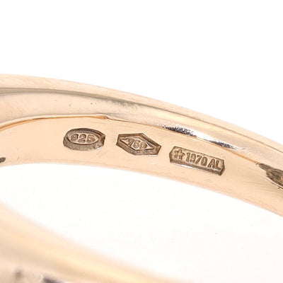 Pomellato Ring „Tabou“ in 750er Gold und 925er Silber mit blauen Topasen, Punzen in der Ringschiene