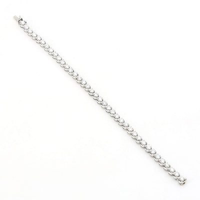 Luxuriöses Tennisarmband in 750er Weißgold mit insgesamt ca. 7,5 ct Brillanten, lang Draufsicht