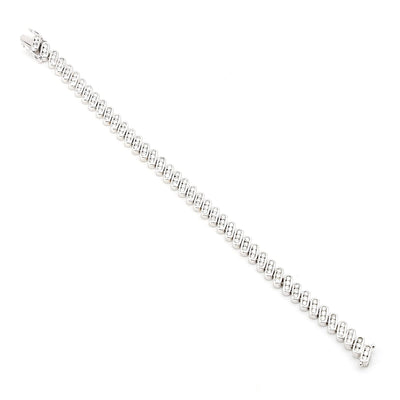 Tennisarmband in 585er Weißgold mit ca. 2,5 ct Brillanten, lang ausgelegt Draufsicht