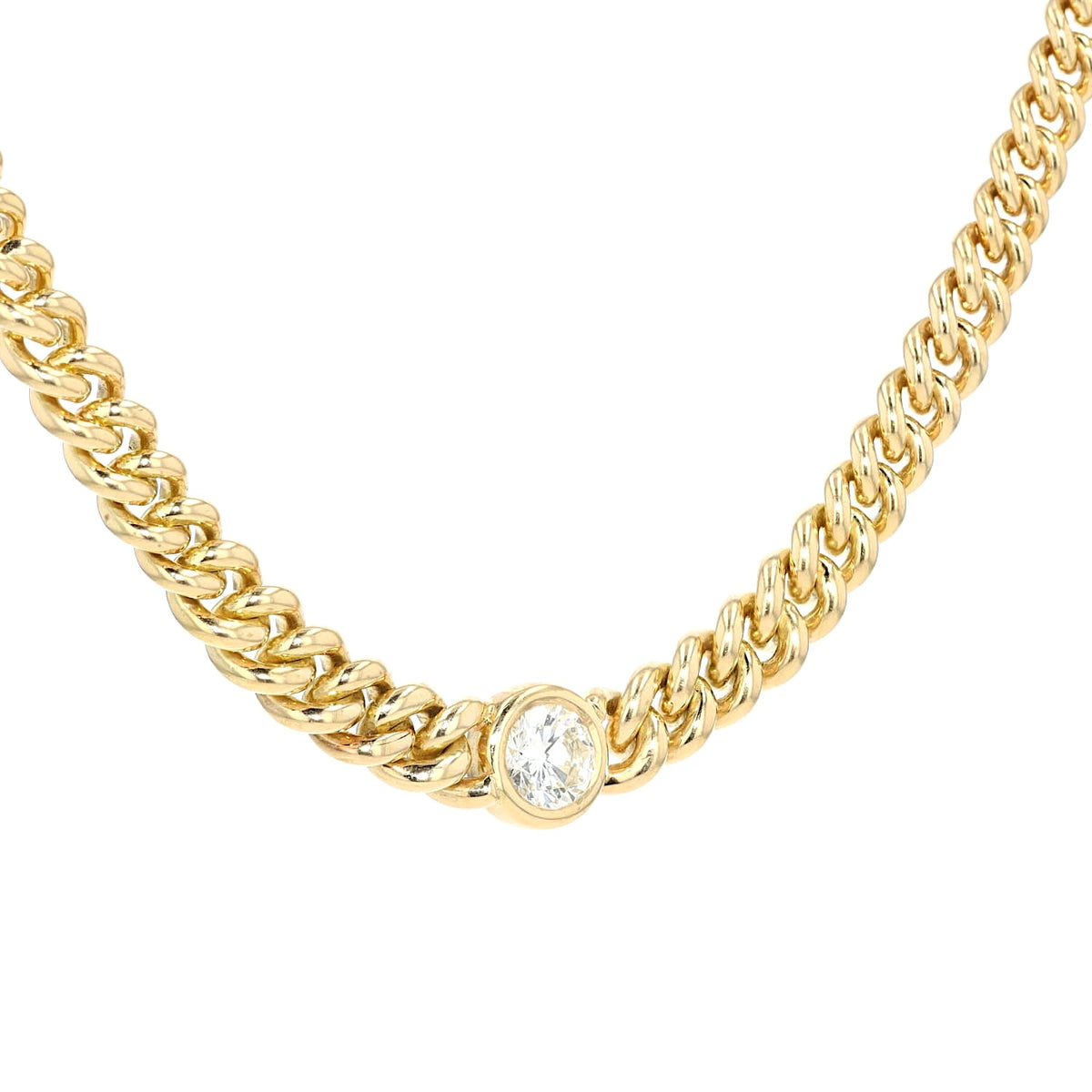 Schwere Kette in 750er Gelbgold mit einem Brillanten ca. 1,25 ct, hängend rechts gedreht