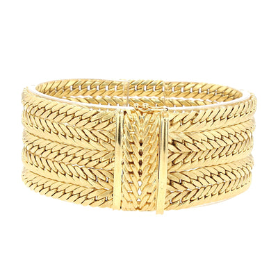 UNOAERRE Vintage - mehrreihiges Kettengliederarmband aus 750er Gelbgold, geschlossen liegend frontal