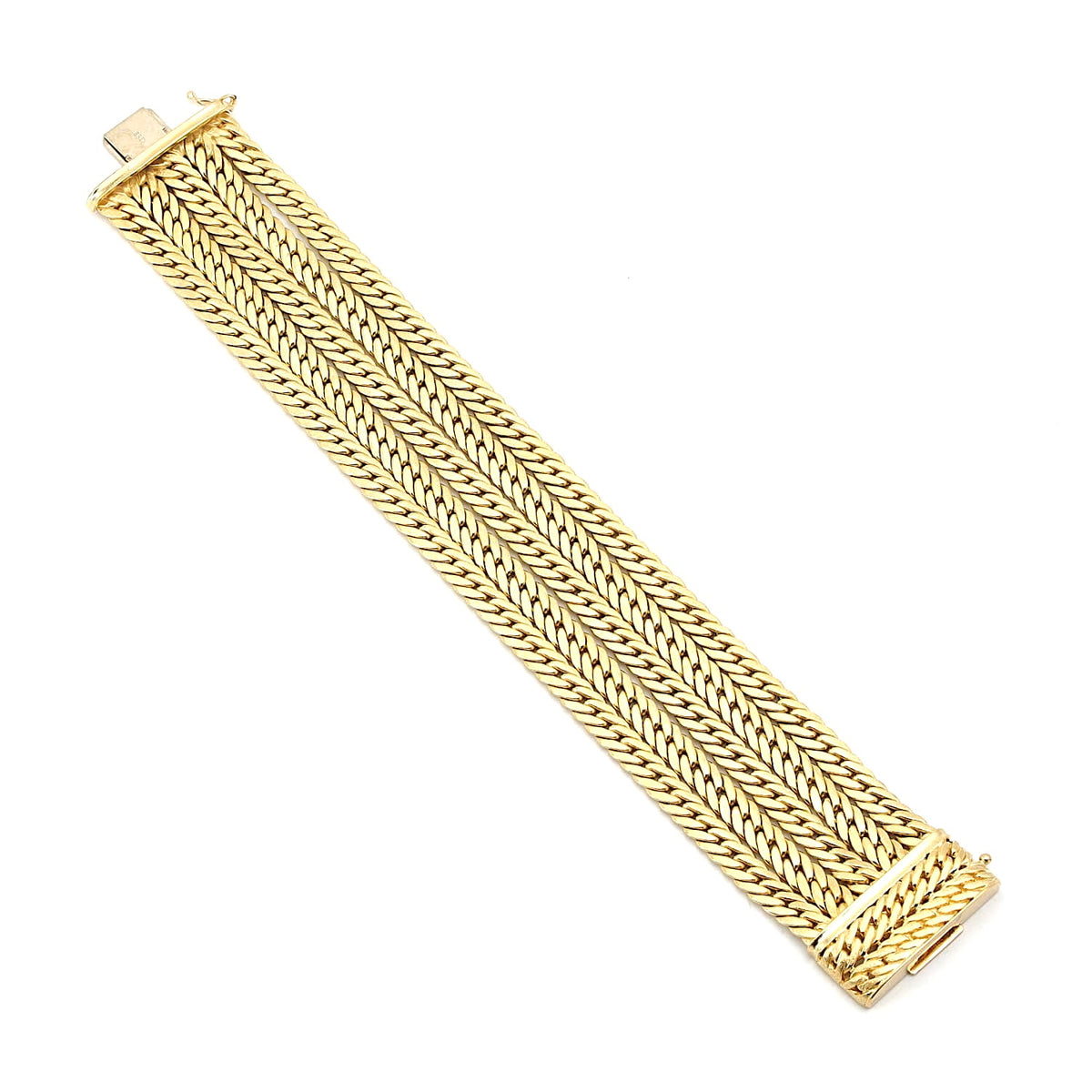 UNOAERRE Vintage - mehrreihiges Kettengliederarmband aus 750er Gelbgold, lang ausgebreitet